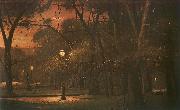 Mihaly Munkacsy Park Monceau at Night oil on canvas